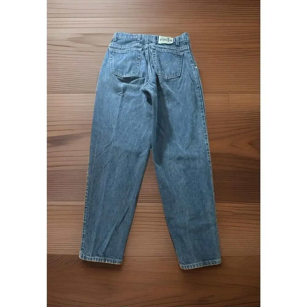 Vtg 1991 Levis SilverTab Baggy Jeans 30x30 Made in USA Dark Wash 90s Skater
